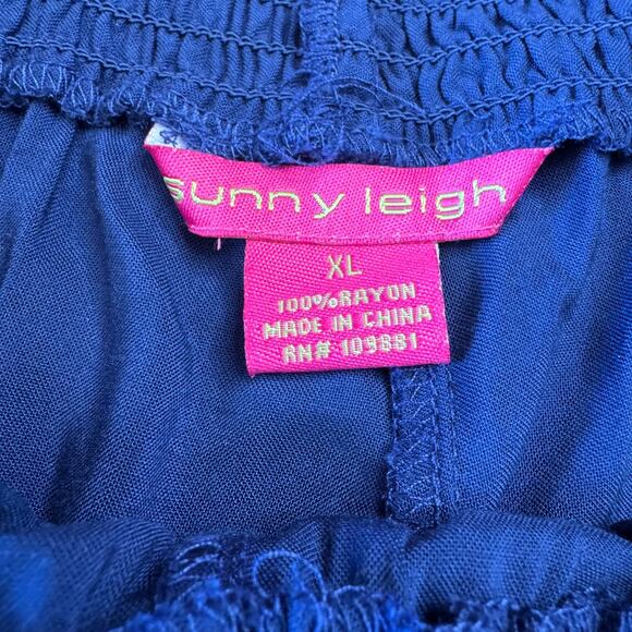 St. Tropez West Floral Tie Front Blouse and Navy Sunny Leigh Palazzo Pants XL - Picture 3 of 13